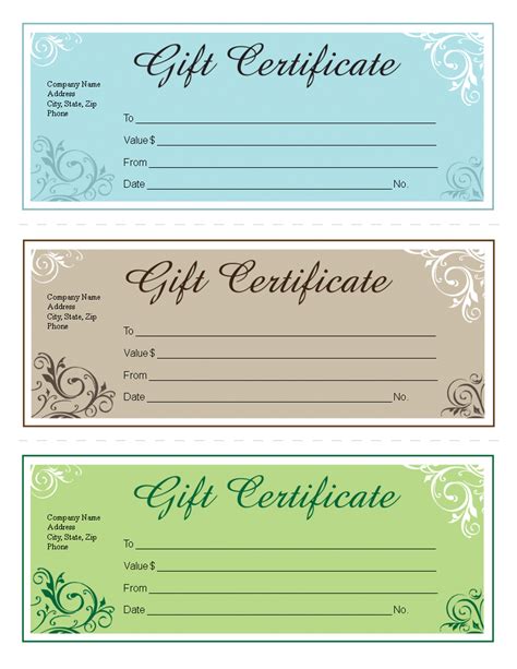 Free, printable gift certificate templates to customize.